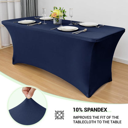 Obstal 5ft Stretch Spandex Table Cover for Standard Folding Tables - Universal Rectangular Fitted Tablecloth Protector for Wedding, Banquet and Party