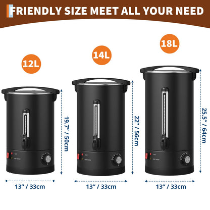 120-Cup Coffee Urn, 18L / 4.8Gal Double Wall Insulation Coffee Dispenser, Stainless Steel Large Hot Beverage Dispenser with Automatic Temperature Control & Faucet Commercial Coffee Urn, Black