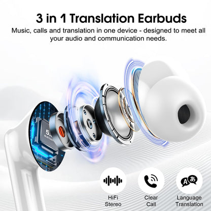 Csasan Ai Translation Earbuds Real Time, Translator Earbuds with 6 Translation Modes/164 Languages,No Subscription Required Translatior Headphones,48H Audifonos Traductores Inglés Español, Iron Gray