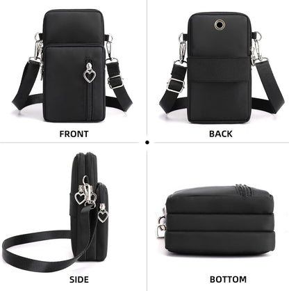 JANKS Small Crossbody Bag for Women - Mini Phone Purses with Crossbody Strap and Wallet - Nylon Arm Bag