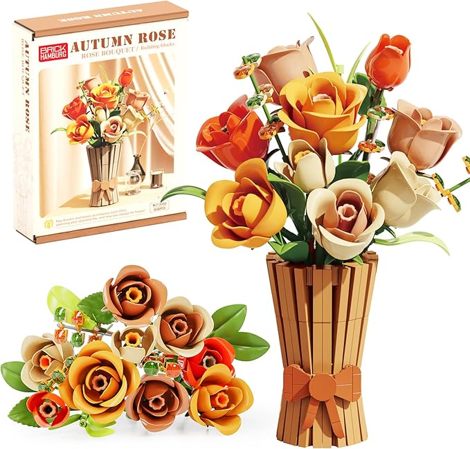 Flowers Bouquet Building Set 868 PCS Rose Botanical Collection Kit Artificial Flowers Toys Botanical Collection DIY Unique Home&ampOffice Bonsai Decoration Gift for Valentine's Day Mother's Day Chris