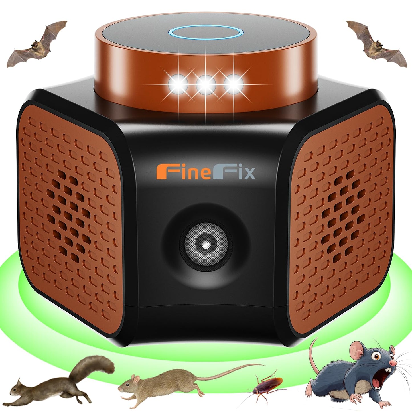 FineFix 360 Plug in Mouse Deterrent Ultrasonic Pest Repeller 4-Modes Best Thing to get rid of mice Repellent Indoor Mouseblocker for House Attic Garage Warehouse Rvs repelente ultrasonico de plagas