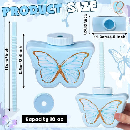 Mifoci 24 Pcs Butterfly Shape Cups Bulk, 10 oz Plastic Butterfly Themed Drinking Cups Pink and Purple Tea Party Supplies Fairy Birthday Party Decoration for Girls Wedding Baby Shower Favor