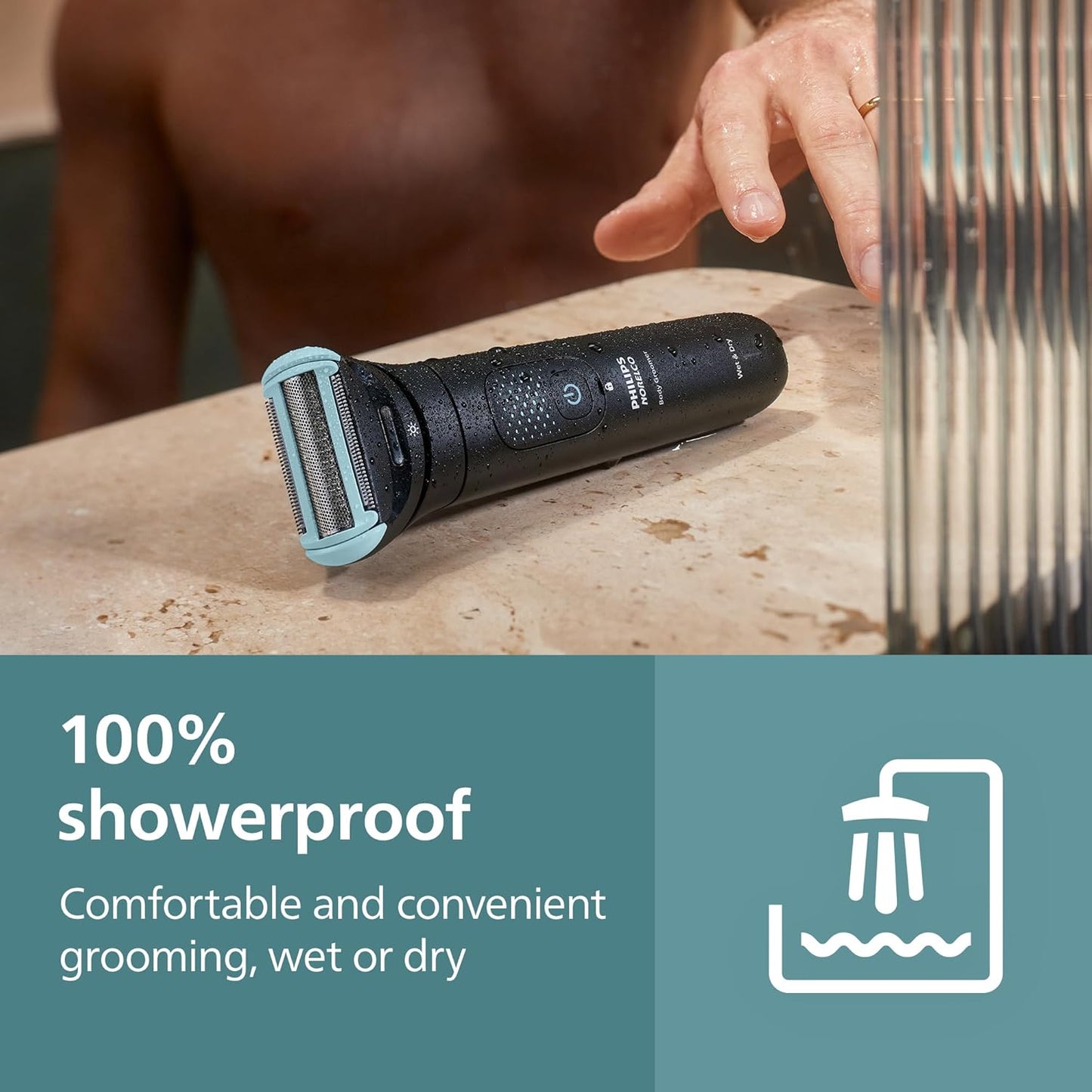 Philips Norelco Body Groomer 7000 Series, Waterproof Men's Full Body Groomer with Travel Case, Triple Protect Shave System & Body Hair Trimmer with Contour-Following 2D Flexing Head, BG7490/50