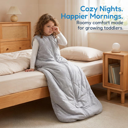 TotAha Toddler Sleep Sack 1.0 TOG for 2T-3T-4T, Soft Wearable Blanket Baby Sleep Bag with 2-Way Safe Zippers,Fluffy Extra Large Sleeping Sacks, Grey