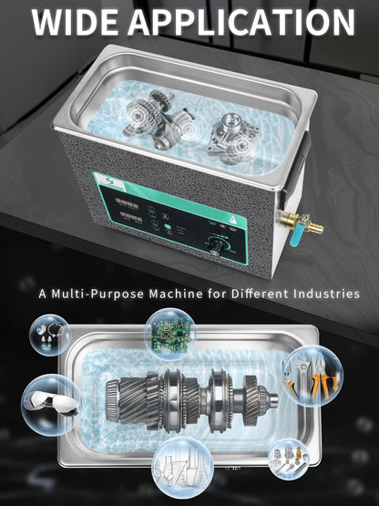 SupRUCCI Ultrasonic Cleaner 6L, Sweep Function, 180W Power Adjustable Ultrasonic Parts Cleaner for Cleaning Carburetor, Metal Engine Parts, Gun, Oil Filter, Bike Chain, Gear, Eyewear, Watch, Jewelry
