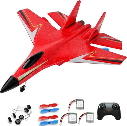RC Planes for Ages 14 Years and upRemote Control Airplanes Toys for Teen2CH Outdoor Foam RC Glider Fighter Jet for Teen and Adults Hobby Red