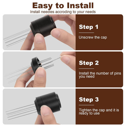 TIVERAIN WDT Espresso Distribution Tools Espresso Stirrer Tool WDT Coffee Distributor for Barista Espresso Machine Accessories 9*0.35mm Espresso Grounds Stirrer with Extra 9 Replaceable Needles,Black