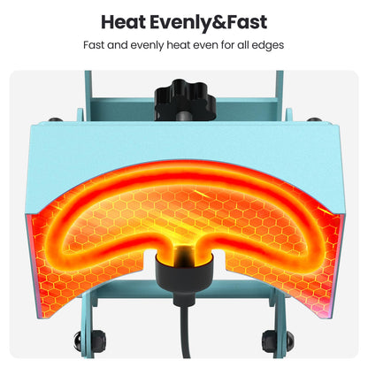Hat Press Heat Machine for Caps with Presice Temp&Timer Control, Timer Auto Starter, Hat Heat Press with 2 Platens for Trucker Hat & HTV Iron on Vinyl, Sublimation Hat Press, Heat Transfer (Blue)