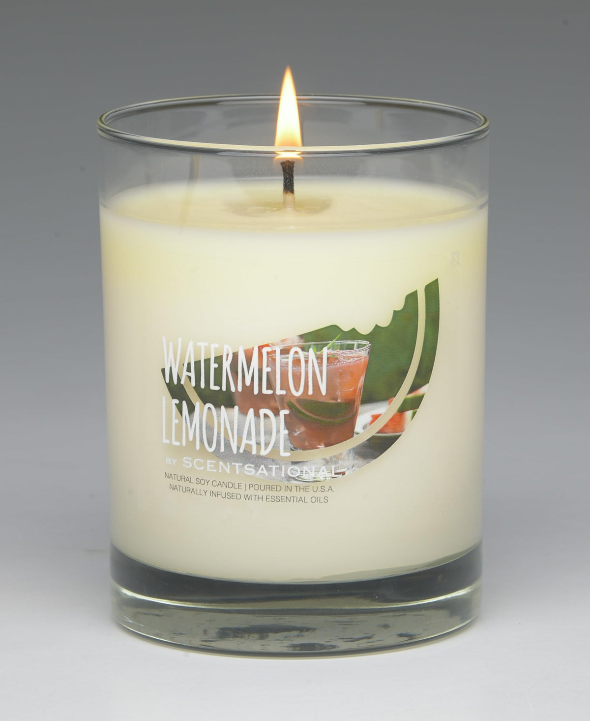 Scentsational Watermelon Lemonade Natural Candle, 11 oz Glass Jar, 50-60 Hour Burn Time, Gift Wrapped
