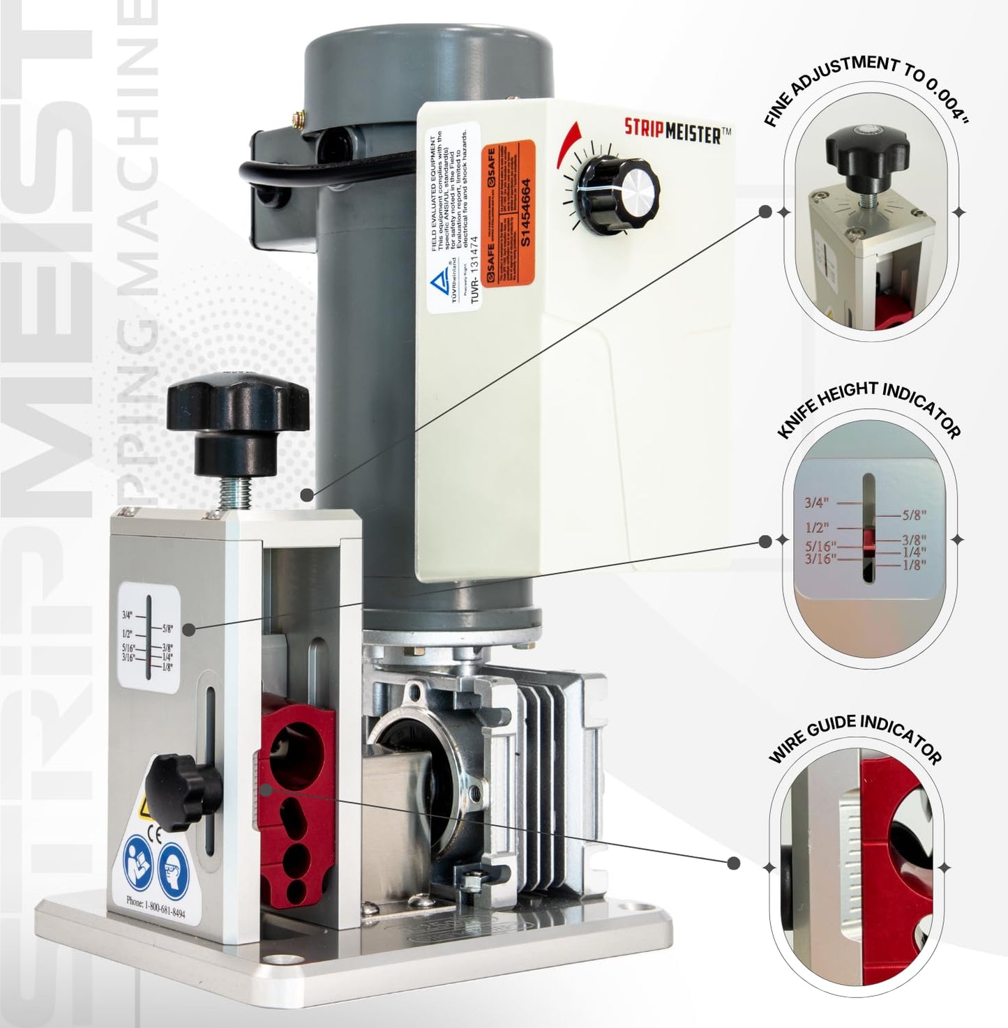 StripMeister E250 Pro Electric Automatic Wire Stripping Machine – Wire Size Up To Ø3/4", Jam-Free, Motorized Wire Stripper with Variable Speed Control for Copper Wires
