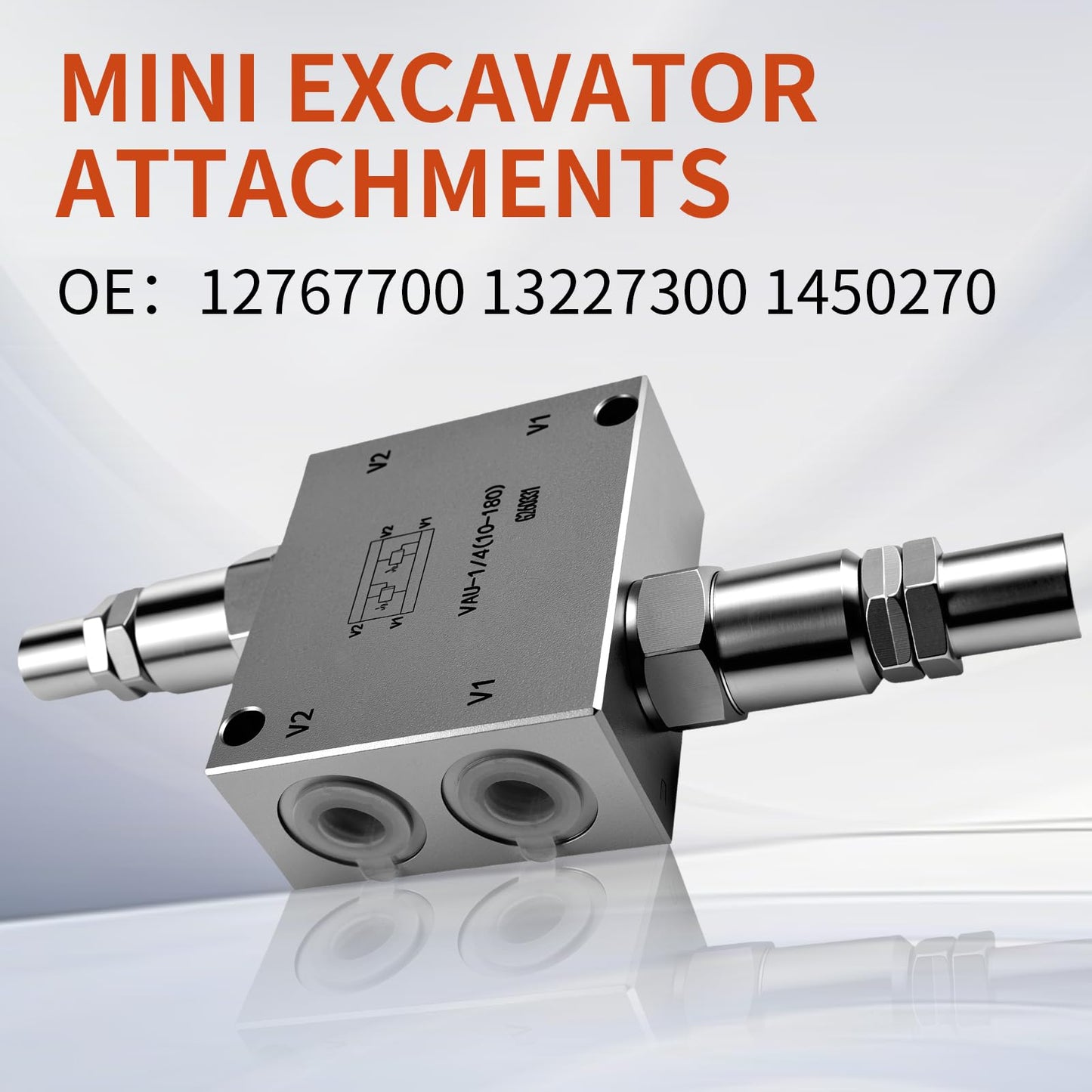 New Mini Excavator Cushion Valve Kit Fit for Any mini Excavator or Machine with a 1/4” Hydraulic Hose and an M14x1.5 Threaded Hydraulic Hose end.