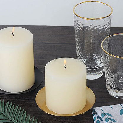 Candle Holder Decorative Iron Plate,Candle Stand for LED & Wax Candles,Spa,Bathroom,Weddings,4.33x0.78inch,Set of 3 (Gold)