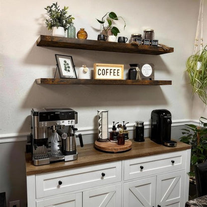 BAYKA Floating Shelves - 48-Inch Rustic Wood Wall Mounted Storage for Home & Office | Set of 2