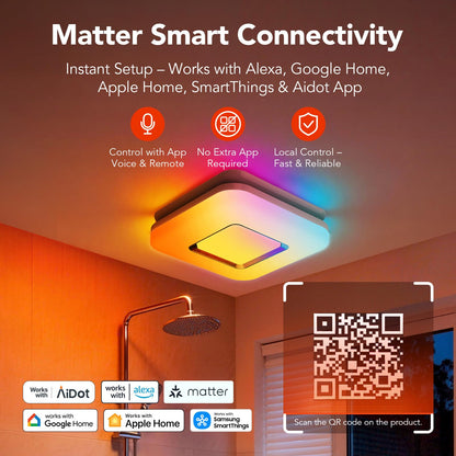 OREiN Matter Smart Bathroom Exhaust Fan with Light (No Speaker), 110 CFM Quiet Bathroom Vent Fan, 2700K–6500K, DIY RGB Lighting, Voice/App/Remote Control, Works with Alexa, Google & Apple Home