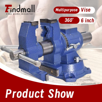 findmall Multipurpose Vise Bench Vise Heavy Duty Multi-Jaw Vise 360-Degree Rotation Clamp on Vise with Swivel Base and Head for Clamping Fixing Equipment Home or Industrial Use (6 inch)