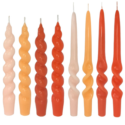 Spiral Taper Candles Twisted Candle Sticks Unscented Handmade Candles Gradient Orange Candlesticks Dinner Wax Candles for Home Decor Wedding Gatherings Relaxation Special Occasions Celebrations