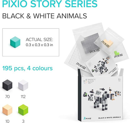 PIXIO Mini Magnetic Blocks &amp Magnetic Cubes for Kids – Tiny Magnets for Crafts STEM Building Set Sensory Learning Toys Creative Construction Kit with Animal Figures Ages 6+