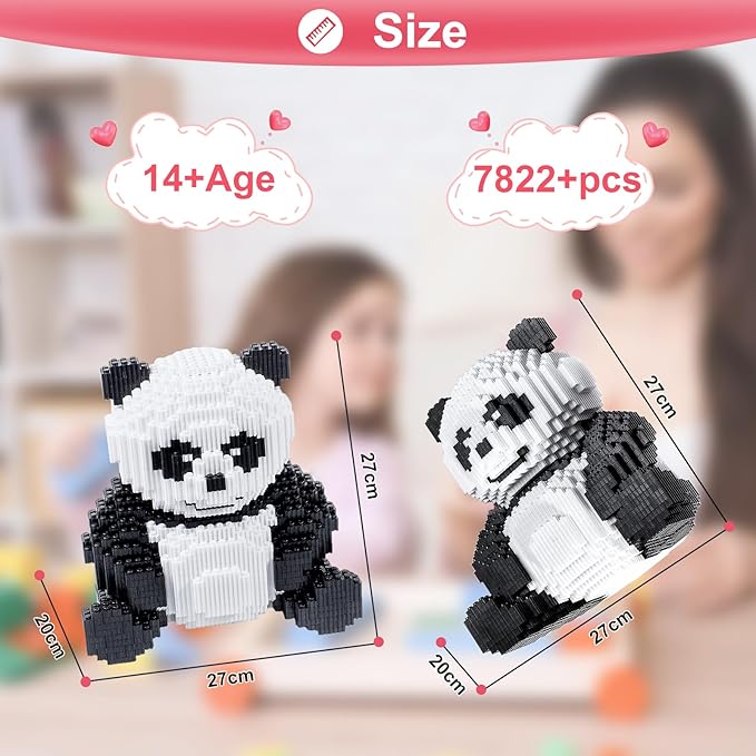 AHZILEl Animal Panda Blocks Building Set 7822 Pcs Cute 3D Puzzle Mini Building Bricks Toy Kits DlY Educational Particle Building Birthday Gift