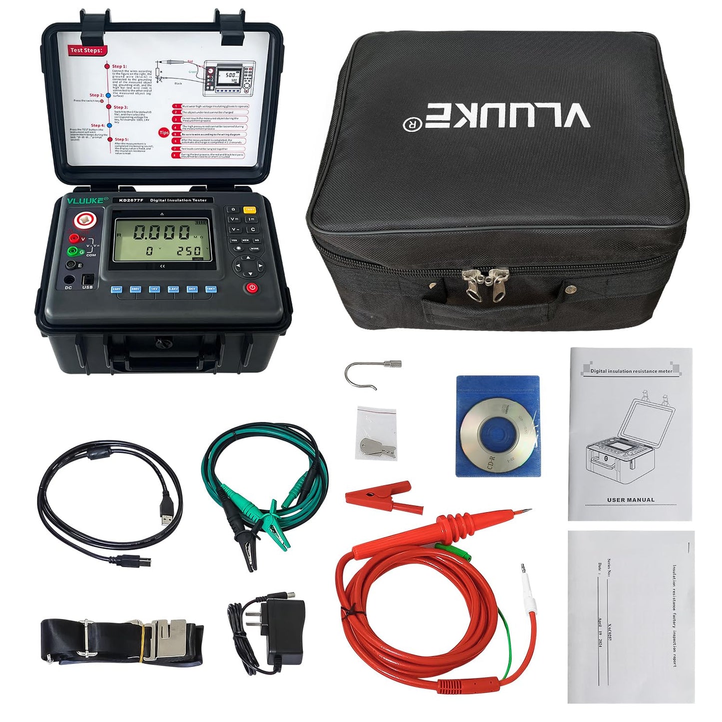 10KV Digital Insulation Meter Insulation Resistance Tester and megohmmeters High Voltage Resistance Multimeter with Absorption Ratio and Polarization Index Measurement