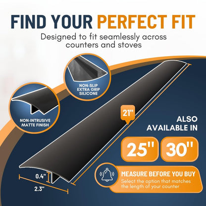 Linda’s Essentials Silicone Stove Gap Covers (2 Pack), Heat Resistant Oven Gap Filler Seals Gaps Between Stovetop and Counter, Easy to Clean Stove Gap Guard (21 Inches, Black)