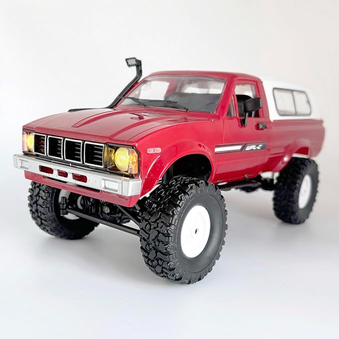 RC Truck WPL C24 RC Crawler 1/16 Scale 4x4 RC Rock Crawler All Terrain Off Road Pickup Truck RTR Remote Control LED Proportional Throttle Steering Hobby Toy for Adult