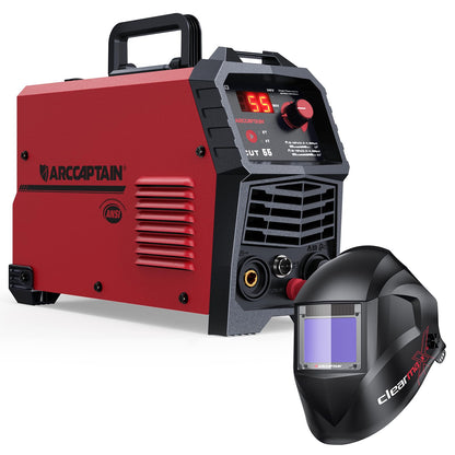 ARCCAPTAIN 55A Plasma Cutter, Non-Touch Pilot Arc High-Frequency Plasma Cutting Machine + ARCCAPTAIN Internal Control Auto Darkening Welding Helmet,