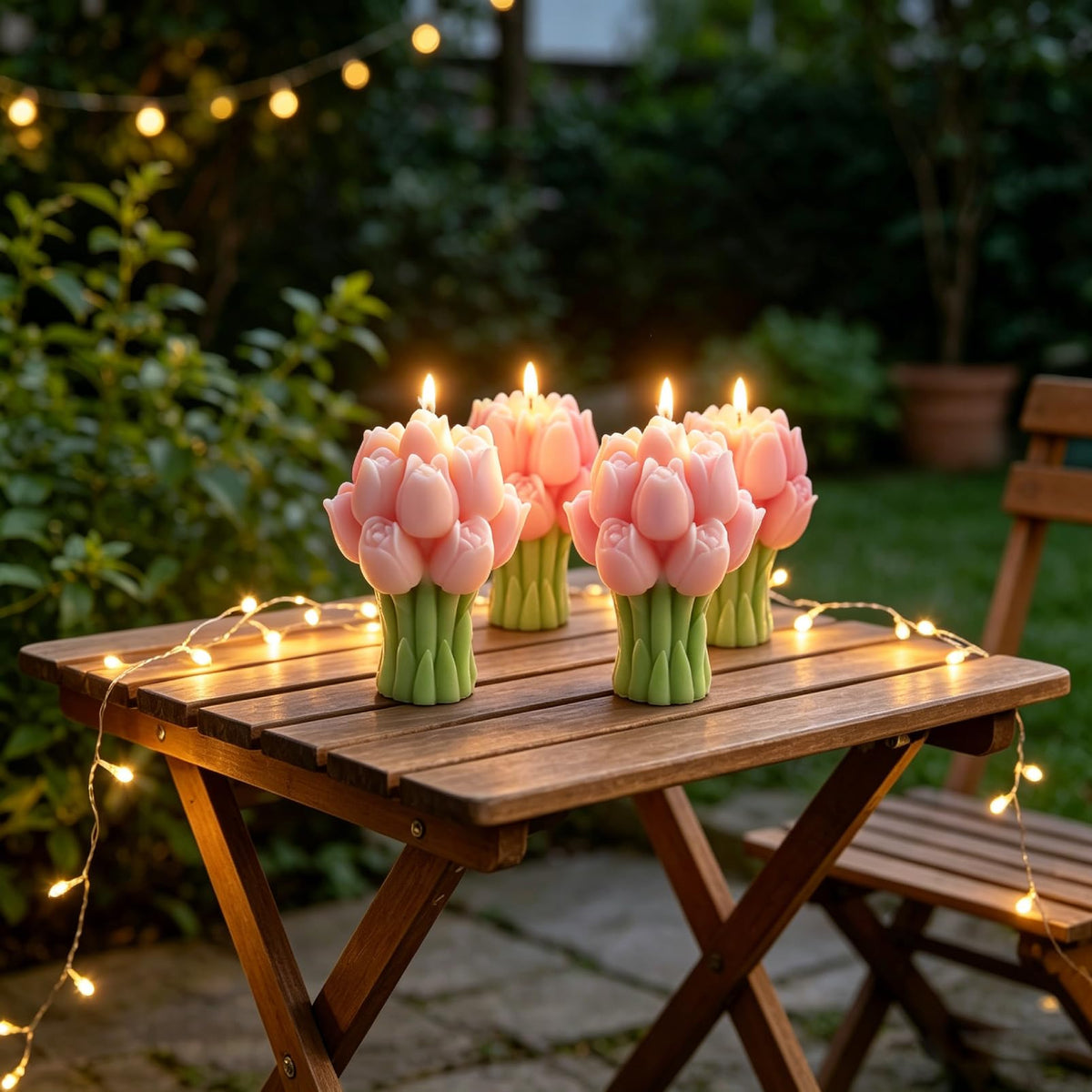 Scented Candles Set for Women Mom,4 Pack Aromatic Tulip Bouquet-Shaped Candle Ornament for Home, Pink Soy Candles for Living Room and Bedroom, Birthday Bridesmaid Gift Valentines Day Candle