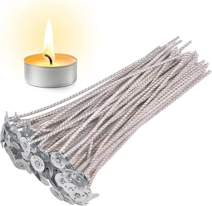 CD Series Candle Wicks for Soy Candles,100pcs CD 12 6" Pretabbed Wicks,Cotton & Paper Wicks for Candle Making （CD12）