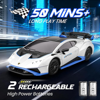 Lamborghini Remote Control Car 1:18 Scale Officially Licensed Lamboghini Toy Car Cool RC Cars Toys for 4 5 6 7 8 9 10 11 12 Year Old Boys Kids Adults Gifts 15km/h Fast RC Drift Car (White)