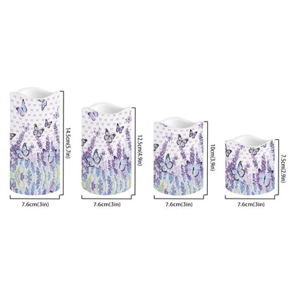 Cozeyat Lavender LED Candles Set of 4 Battery Powered Flameless with Remote Timer Flickering Waterproof for Indoor Outdoor Table Beach Garden Birthday