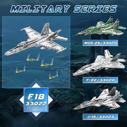 Reobrix F-18 Fighter Jet Building Sets for Adults Military Hornet Fighter Display Model 33022 Technical Military Plane Collectible Set Toys Gifts for Aviation Fans Adults (1387 PCS)