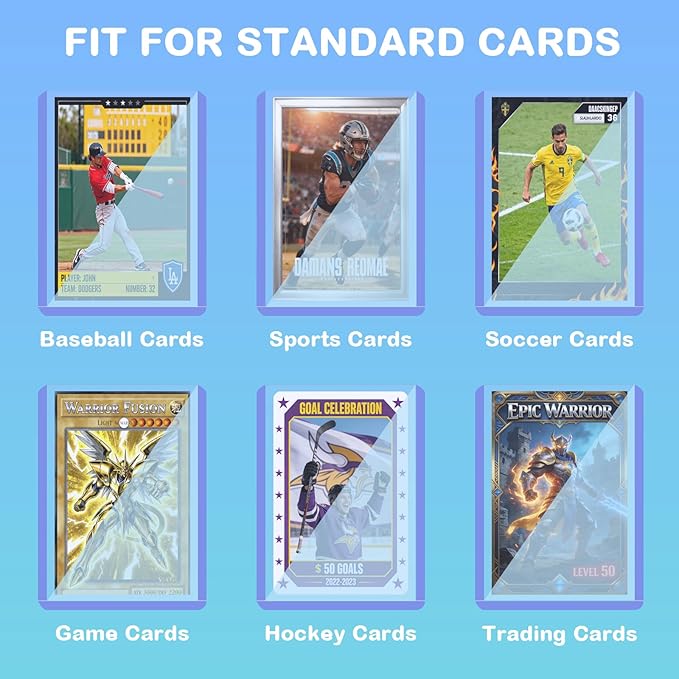 100ct Card Sleeves Hard Plastic - 100pt 3x4 Trading Card Protector Premium Card Sleeves Clear Open-Top Card Sleeve Fits Thick Cards Such as Baseball Soccer Basketball Hockey Game Cards