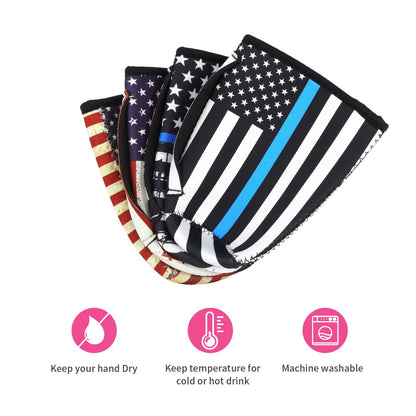 4Pack Reusable Iced Coffee Sleeve Insulator Sleeves for Cold Drinks Beverages, Neoprene Cup Holder With Handle for Most Coffee, Fits 30-32 Oz Large Cups (Mandala with Handle)