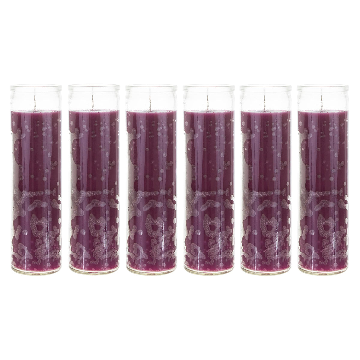 Mega Candles 6 pcs Unscented Purple 7 Day Glass Container Devotional Prayer Candles, Premium Wax Candle 2 Inch x 8 Inch, Sanctuary, Vigils, Prayers, Blessings, Religious, Memorials, Remembrance