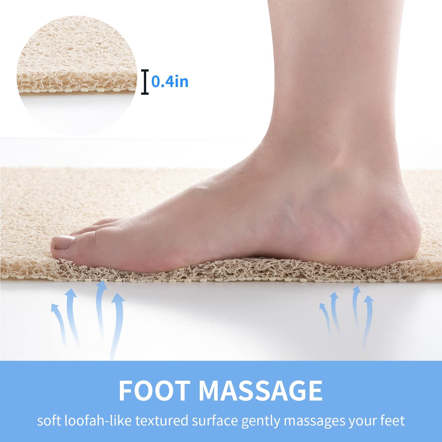 Hargiis Non Slip Bathtub Mat, Anti Slip Shower Mat, Fast Drying Bath Tub Mats, Foot Scrubber Mat, Anti Slip Mat for Tub, Floor,Bathroom, Home, Kitchen, Hotel (Beige 24x16 Inch)