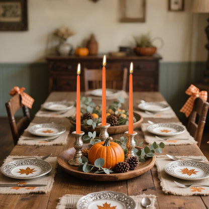 8 Pack 10 Inch Thanksgiving Candles Orange Taper Candles For Fall Home Decor Harvest Festival and Halloween Decor