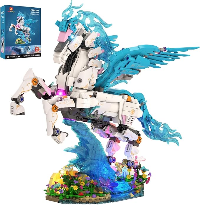 JMBricklayer Pegasus Building Set for Adults/Women Fantasy Animal Art Model with Light Advanced Building Kit Gift for Valentines Christmas Birthday &amp Home Bedroom Art Decor - 70015 New Upgrade