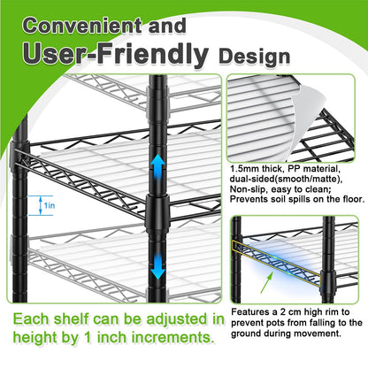 Abimars 5-Tier Greenhouse with Caster Wheel, Each Shelf Height Adjustable Metal Plant Shelf with PVC Cover for Seed Starting Trays, Seedling Pots, Plant Pots, 13x29x73inch