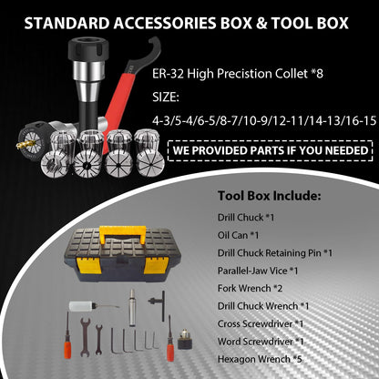 INTBUYING Benchtop Mini Milling Drilling Machine 7''x27-1/2'' Brushless Precision Mill Drill Lathe, 50-2250rpm, R8 Spindle for Home DIY Metal Wood Plastic Processing RCOG-25V 1100W 110V