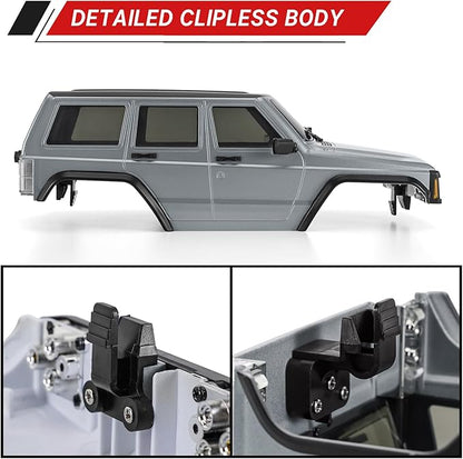 INJORA 6.10in 133g Wheelbase ABS Hardtop Cherokee Body for TRX4M Bronco Defender Chassis 1/18 RC Crawler Upgrade(Silver Grey)