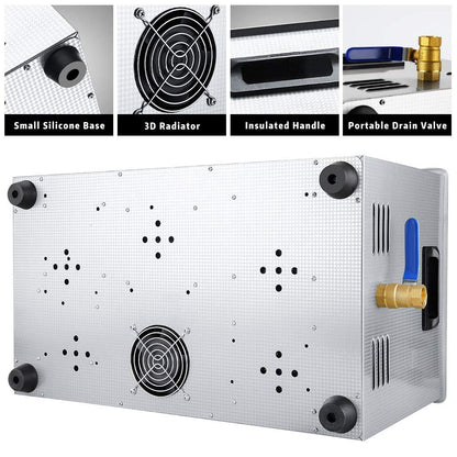 Anbull 30L/8Gal 600W Industrial Ultrasonic Cleaner Machine with 304 Stainless Steel and Digital Timer Heater for Wrench Tools Industrial Parts Mental Instrument Apparatus Cleaning
