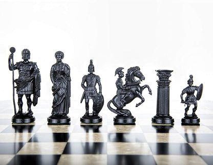 Plastic Chess Pieces RomanLegion 3 3/4 96 cm Black &amp Gold - Weighted Felted