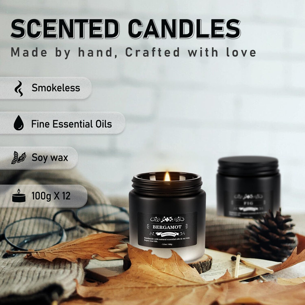 Fclayvts Scented Candles Set - 24 Pack Black&White Men Candles for Home Scented, 3.5 oz, Aromatherapy Soy Candle Gifts Set for Men, Birthday, Valentine, Christmas, Anniversary Present for Him