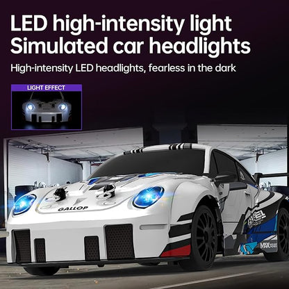 1:24 Scale RC Drift Race Car – 20km/h 4WD High Speed Dual Batteries 50+ Min Play 2.4GHz Remote – Multi-Surface Drift Tires + LED Lights Gift for Adults Boys and Girls