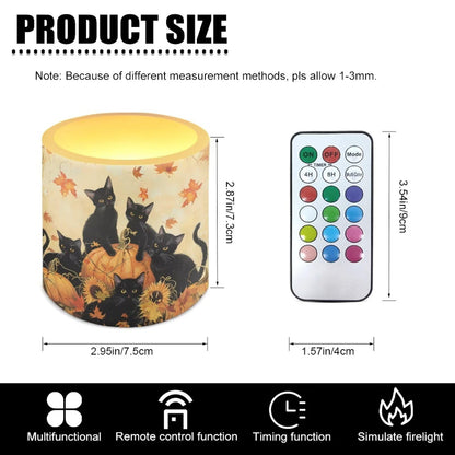 Cozeyat Halloween Cat Flameless Candles 4 Pack Battery Operated LED Pillar Candles with Remote Control Timer Waterproof for Indoor Outdoor Home