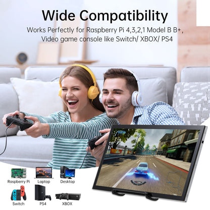 HAMTYSAN Raspberry Pi Screen, 10.1 Inch Touchscreen Monitor 1024x600 Small HDMI Monitor w/Stand, IPS LCD Screen Display for Raspberry Pi 5/4/3/2/Zero/B/B+ Jetson Nano Win11/10/8/7, Driver Free