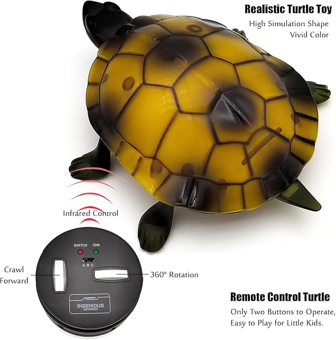 Tipmant RC Turtle IR Remote Control Tortoise Crawl Fake Electric Animal Toy Car Vehicle for Kids Birthday Gifts (Brown)