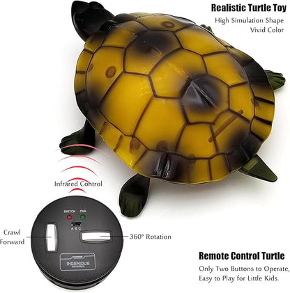 Tipmant RC Turtle IR Remote Control Tortoise Crawl Fake Electric Animal Toy Car Vehicle for Kids Birthday Gifts (Brown)