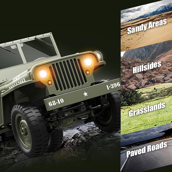 YIKESHU Remote Control Car 2.4Ghz 4WD Off Road RC Truck Vehicle with Linked Lights Rc Crawler 1:10 All Terrain Remote Control Trucks RTR Hobby RC Car for Adults Indoor Outdoor Rc Cars